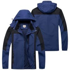 Image of Men's Water Proof Rain Jacket Contrast Panel Coat Walking Hiking Everyday Jacket