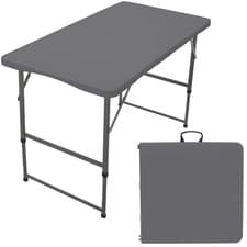 Image of 4ft Heavy Duty Folding Table Tabletop & Sturdy Metal Frame Foldable Table with