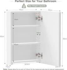 Image of LED Bathroom Mirror Cabinet with Shaver Socket Demister Touch Sensor 3 Styles