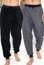 Image of New Mens 2 Pack Premium Cosy Dog Tooth Lounge Pants Black / Grey Size M