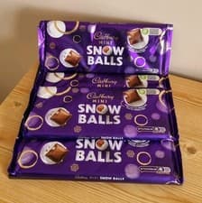 Image of 4 x New Cadbury Mini Snow Balls 360g Milk Chocolate Large BB 30/5/26 1140g Total
