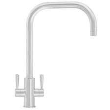 Image of Franke Ascona Silk Steel U Spout Kitchen Tap Twin Lever Swivel Mixer