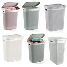 Image of Plastic Laundry Basket Clothes Washing Bin Storage Hamper Organiser With Lid New