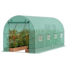 Image of VEVOR Walk-in Tunnel Greenhouse 14.6x6.36x6.3ft Galvanized Frame PE Cover Green