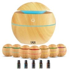 Image of Aroma Diffuser 130ml USB Humidifier LED Light 5 Aromatherapy Essential Oils Set