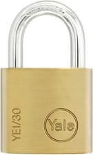 Image of PADLOCK OUTDOOR Y110/30mm YALE SECURITY STEEL SHACKLE - SOLID BRASS - NEW