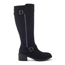 Image of MODA IN PELLE SENLIS BLACK SUEDE MID CALF BIKER BOOTS SIZE 5 EU 38 RRP £179.99