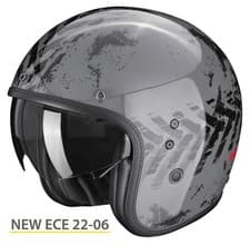 Image of Scorpion BELFAST EVO Jet Helmet Glossy GREY BLACK Graphic Size S
