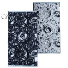 Image of TED BAKER UNISEX BOTANICAL BIRDS/ROSES REVERSIBLE BATH TOWEL , NAVY Was £60