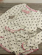 Image of Boux Avenue Ivory Mix Sleepyhead Heart Short Set Shortie Set Nightwear UK 18