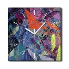 Image of Silent Clock Canvas Wall modern decor painting abstract colourful shapes 30x30