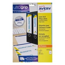 Image of Avery White 200 x 60 mm Self Adhesive Laser & Inkjet Lever Arch Filing Labels -