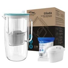 Image of Aqualogis Glass Water Filter Jug Light Blue (2.9 L) Includes 1 Pure+ Maxtra Pro