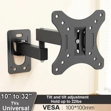 Image of Full Motion TV Wall Mount Bracket 10-32" Swivel Tilt Adjustable Monitor UK.