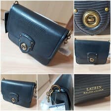 Image of BNWT Lauren Ralph Lauren Chain X Body  Crossbody Bag Black