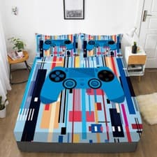 Image of Gamer Gamepad2 Teens Bed Decor Fitted Sheet Set Single/Double/Super King Size
