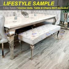 Image of FurnitureDW Louis Light Grey Velvet Dining Bench Seat 140cm for 2 to 3 Adult Kid