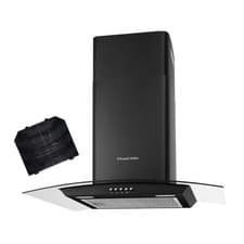 Image of Russell Hobbs 60cm Curved Glass Cooker Hood in Black with 3 Speed Settings 1 x
