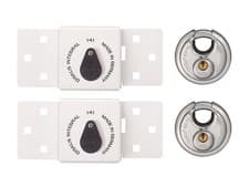 Image of ABUS Mechanical 141/200 Diskus Van Lock White & 26/70mm Padlock Twin Pack