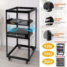 Image of 12U/15U/20U Network Data Server Rack Open Frame Server Rack Cabinet with Wheels