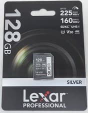 Image of 128GB Lexar Professional Silver SDXC UHS-I V30 Memory Card