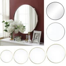 Image of Round/Arch/Oval/Rectangular Frame Wall Mirror Glass Bedroom Vanity Makeup Mirror