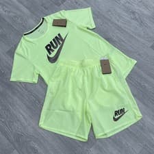 Image of Nike Dri Fit Miler Run Energy Training T-Shirt Top 7" Challenger Shorts Set Volt