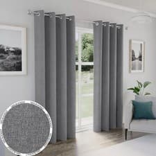 Image of Total Blackout Curtains Eyelet PAIR of Thermal Ready Made Ring Top Curtain Panel