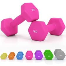 Image of SPORTNOW Set of 2 Hexagonal Dumbbells Weights Pair, 2 x 3kg, Pink