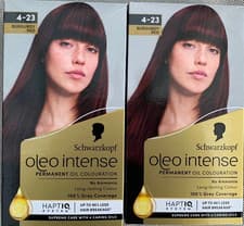 Image of 2 X SCHWARZKOPF OLEO INTENSE PERMANENT HAIR COLOUR 4-23 BURGUNDY RED