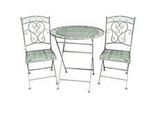 Image of Garden Gear Wrought Iron Folding 2 Seater Green Bistro Patio Set Pre-Assembled