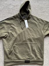 Image of Calvin Klein Brand New Women’s Khaki Print Logo Hoodie: Size Large