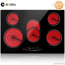 Image of IsEasy 77cm Built-in Electric Ceramic Hob | 5 Zone Frameless Slide-Touch Control