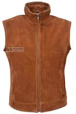 Image of Mens Leather Suede Tan Sleeveless Classic Western Waistcoat Jackat 1290