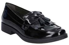 Image of Geox Agata Junior Girls Black Patent Leather Slip On School Shoes J3449D