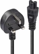 Image of LINDY 1M UK 3 Pin Plug to IEC C5 "Cloverleaf" Power Cable, Black