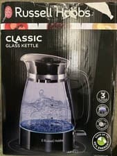 Image of RUSSELL HOBBS Hourglass Cordless Jug Kettle, Black & Glass 1.7lt, 3000W 26080 A