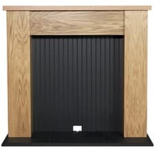 Image of Adam New England Stove Fireplace in Oak & Black, 48 Inch