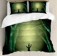 Image of Dark Forest Duvet Cover Set Witch Casting a Spell