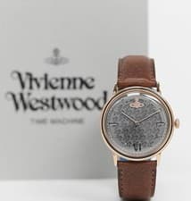 Image of Vivienne Westwood Turnmill Watch With Brown Strap In Box. Brand New