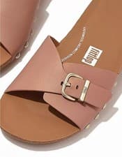 Image of Fitflop iQushion Adjustable Buckle Slides Beige Buff Size 4 New Without Tags