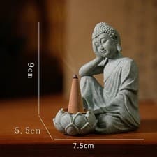 Image of Zen Buddha Statue Incense Holder Tea Light Candle Holder Home Garden Decor