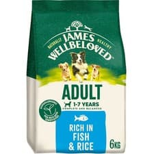 Image of 6kg James Wellbeloved Natural Adult Complete Dry Dog Food Fish & Rice