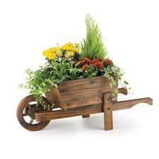 Image of Wooden Wheelbarrow Garden Planter Outdoor Patio Flower Plant Ornament Christow