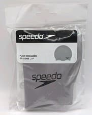 Image of SPEEDO PLAIN MOULDED SILICONE SWIMMING CAP IN SILVER BRAND NEW ONE SIZE
