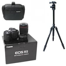 Image of Canon R5 Camera + RF 24-105mm f4L Lens + EF-EOS R mount adapter + Bag + Tripod