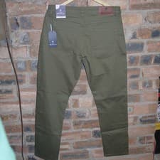 Image of Ben Sherman Men's Trousers 34R in Olive Cotton with Elastane Slim Fit Chino