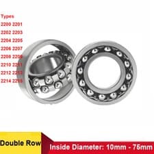 Image of Double Row Self Aligning Ball Bearing 2200 to 2215 Bearing Steel ID 10mm - 75mm