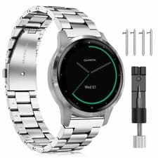 Image of Band for Garmin Vivoactive 4S/Venu 2S/Vivomove 3S Stainless Steel Bracelet Strap