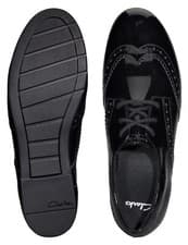 Image of BNIB Clarks Girls SCALA LACE Black Patent Leather School Shoe G Fitting